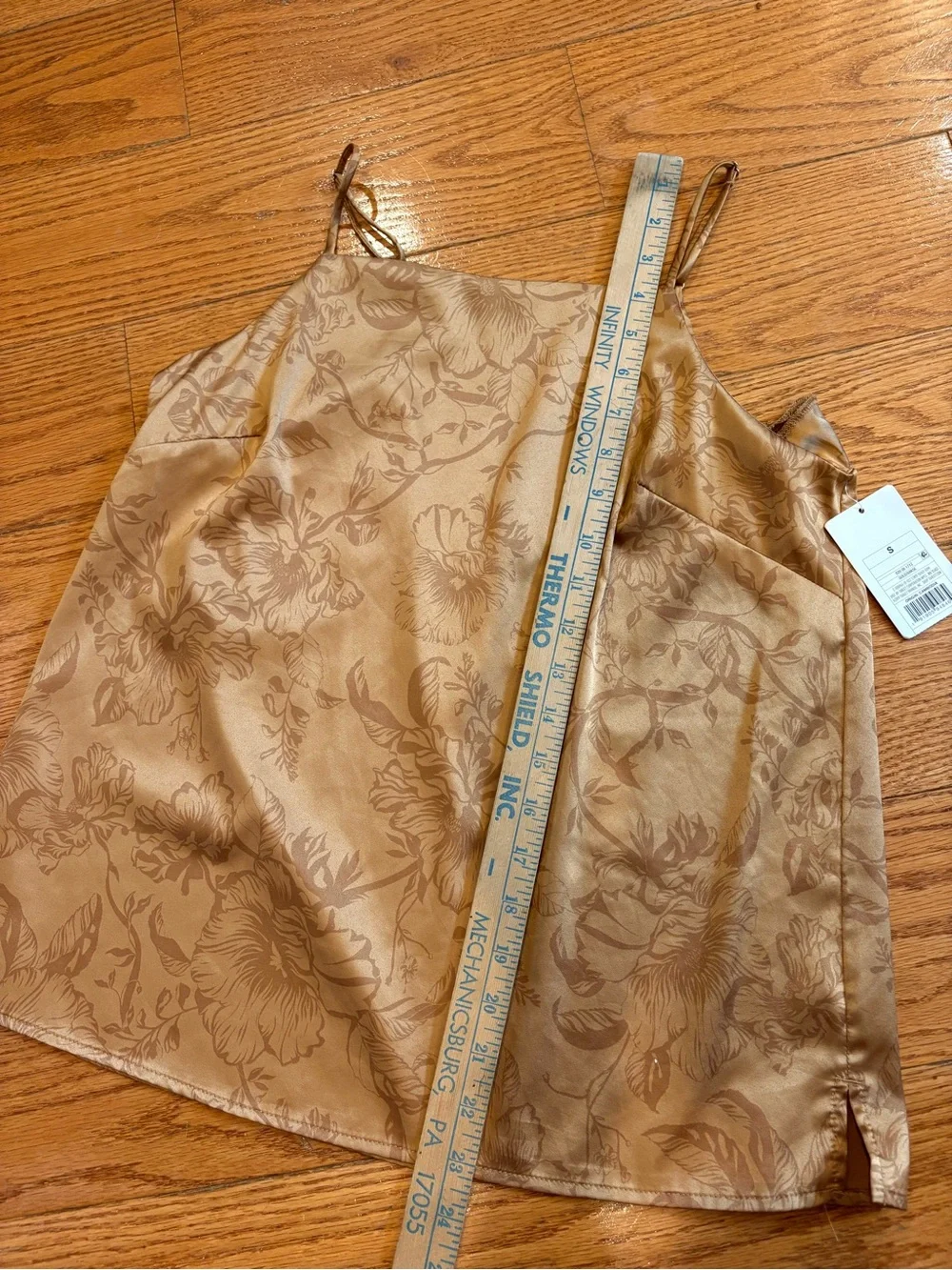 Stars Above Satin Floral Cami Top NWT Gold Champagne Lace Back Sleepwear S